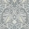 Seabrook Legacy Prints Bird Scroll Wallpaper - Argos Grey & Linen