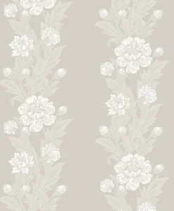 Seabrook Legacy Prints Blooming Stripe Wallpaper - Metallic Pearl