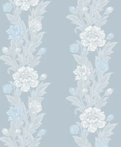 Seabrook Legacy Prints Blooming Stripe Wallpaper - Baby Blue
