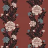Seabrook Legacy Prints Blooming Stripe Wallpaper - Pale Carmine & Aqua