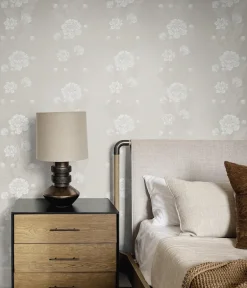Seabrook Legacy Prints Blooming Stripe Wallpaper - Metallic Pearl