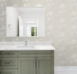 Seabrook Legacy Prints Blooming Stripe Wallpaper - Metallic Pearl