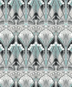 Seabrook Legacy Prints Dragonfly Damask Wallpaper - Ebony & Aqua