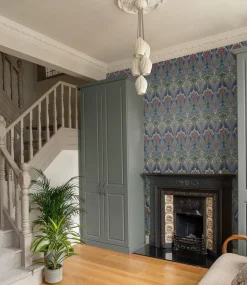 Seabrook Legacy Prints Dragonfly Damask Wallpaper - Mauve & Sage