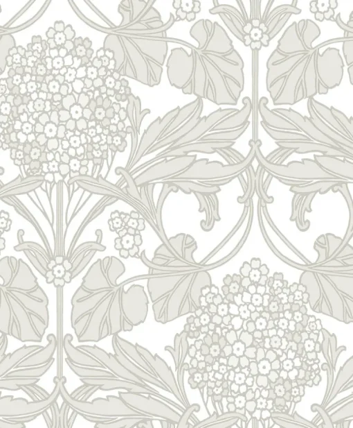 Seabrook Legacy Prints Floral Hydrangea Wallpaper - Pale Oak & Pearl