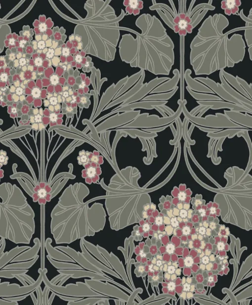 Seabrook Legacy Prints Floral Hydrangea Wallpaper - Ebony & Rose