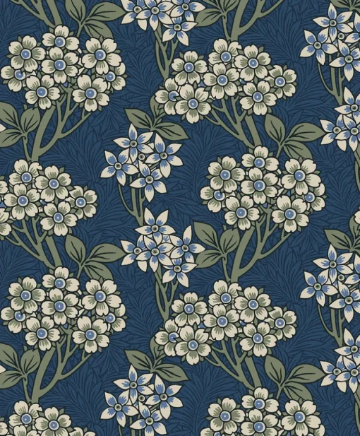 Seabrook Legacy Prints Floral Vine Wallpaper - Blue Jay & Sage