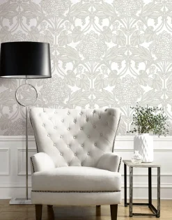 Seabrook Legacy Prints Floral Hydrangea Wallpaper - Pale Oak & Pearl