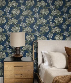 Seabrook Legacy Prints Floral Vine Wallpaper - Blue Jay & Sage