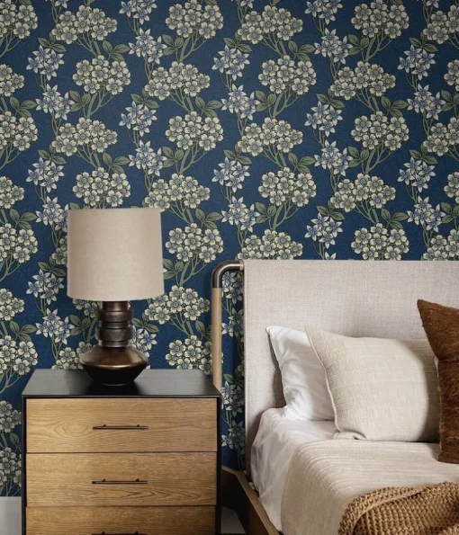 Seabrook Legacy Prints Floral Vine Wallpaper - Blue Jay & Sage