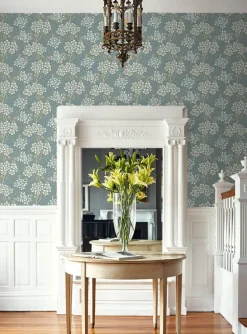 Seabrook Legacy Prints Floral Vine Wallpaper - Stream Blue & Sage