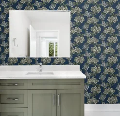 Seabrook Legacy Prints Floral Vine Wallpaper - Blue Jay & Sage