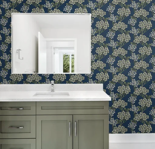 Seabrook Legacy Prints Floral Vine Wallpaper - Blue Jay & Sage