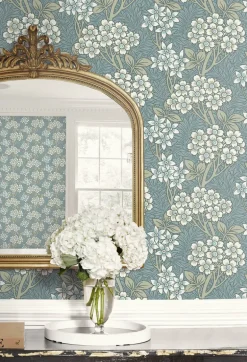 Seabrook Legacy Prints Floral Vine Wallpaper - Stream Blue & Sage