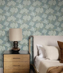 Seabrook Legacy Prints Floral Vine Wallpaper - Stream Blue & Sage