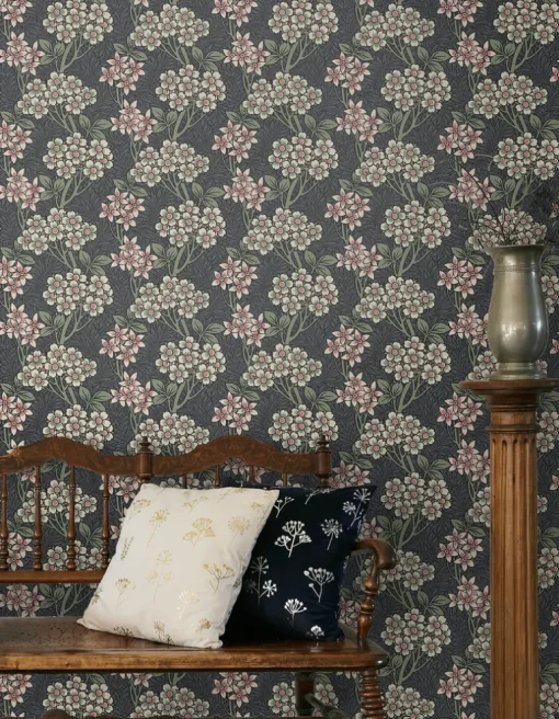 Seabrook Legacy Prints Floral Vine Wallpaper - Smoke & Laurel Green