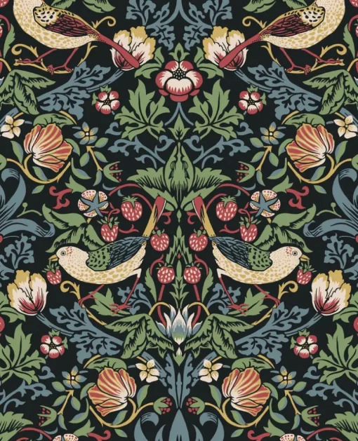Seabrook Legacy Prints Fragaria Garden Wallpaper - Ebony