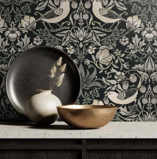 Seabrook Legacy Prints Fragaria Garden Wallpaper - Blacksmith