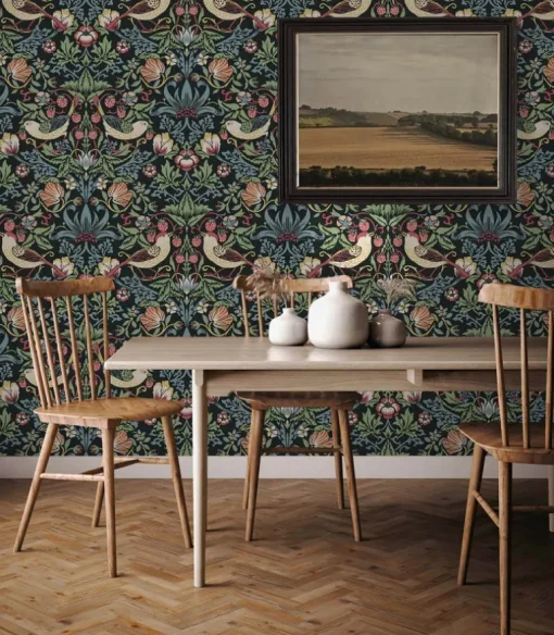 Seabrook Legacy Prints Fragaria Garden Wallpaper - Ebony