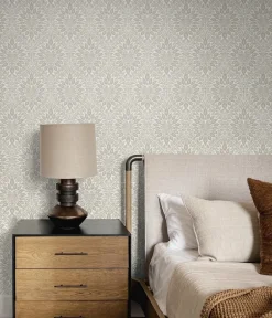 Seabrook Legacy Prints Luna Ogee Wallpaper - Natural Cream