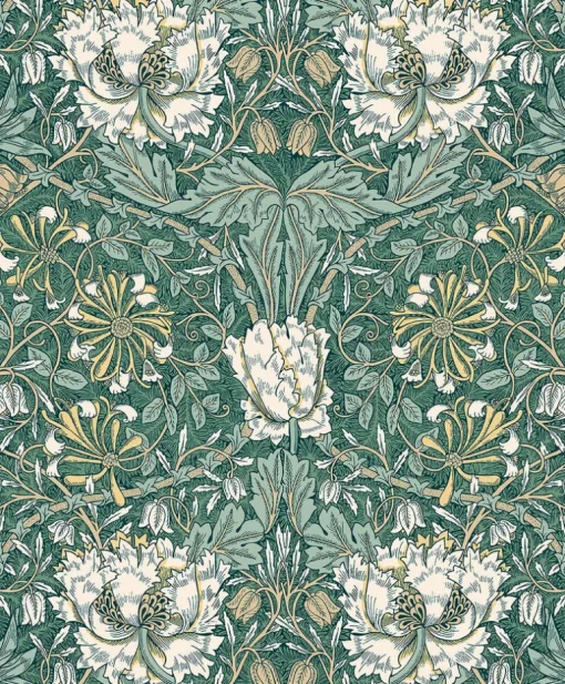 Seabrook Legacy Prints Ogee Flora Wallpaper - Everglades & Buttercup