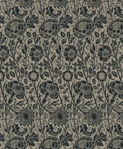 Seabrook Legacy Prints Tonal Floral Trail Wallpaper - Taupe & Ebony