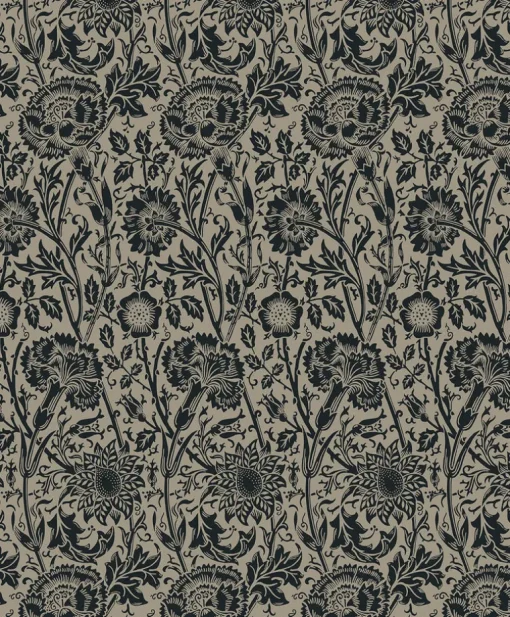 Seabrook Legacy Prints Tonal Floral Trail Wallpaper - Taupe & Ebony