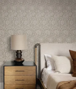 Seabrook Legacy Prints Tonal Floral Trail Wallpaper - Taupe