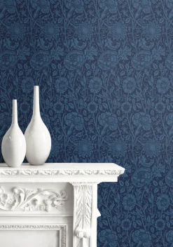 Seabrook Legacy Prints Tonal Floral Trail Wallpaper - Marine Blue