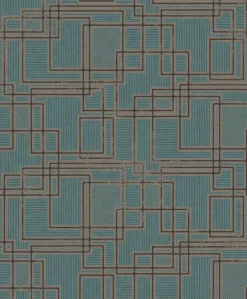 Seabrook Mondrian Bauhaus Wallpaper - Perry Teal Stone