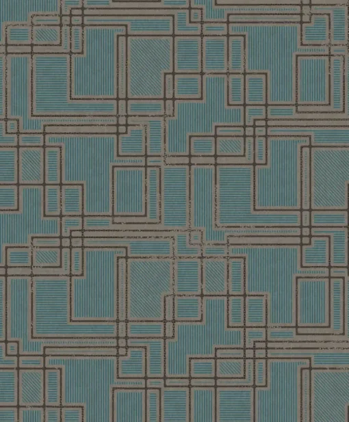 Seabrook Mondrian Bauhaus Wallpaper - Perry Teal Stone