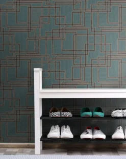 Seabrook Mondrian Bauhaus Wallpaper - Perry Teal Stone