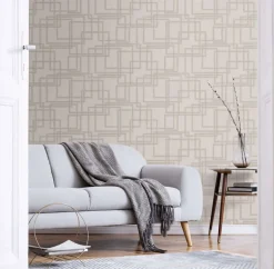 Seabrook Mondrian Bauhaus Wallpaper - Warm Grey