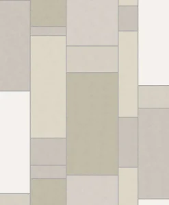 Seabrook Mondrian De Stijl Wallpaper - Soft Sage & Silver