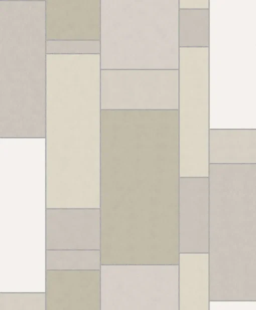 Seabrook Mondrian De Stijl Wallpaper - Soft Sage & Silver