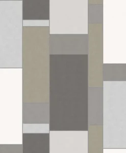 Seabrook Mondrian De Stijl Wallpaper - Steel & Silver