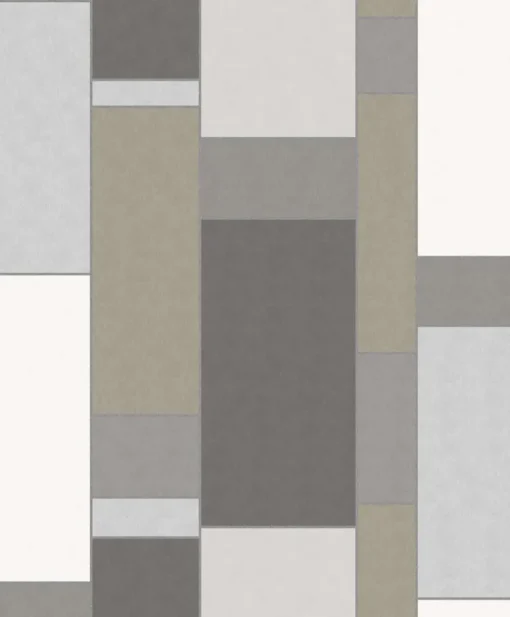 Seabrook Mondrian De Stijl Wallpaper - Steel & Silver