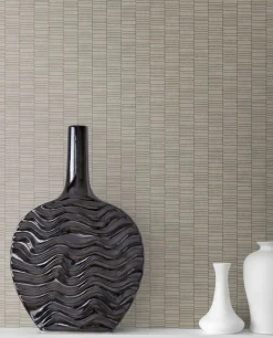 Seabrook Mondrian Deco Spliced Stripe Wallpaper - Nobel Grey