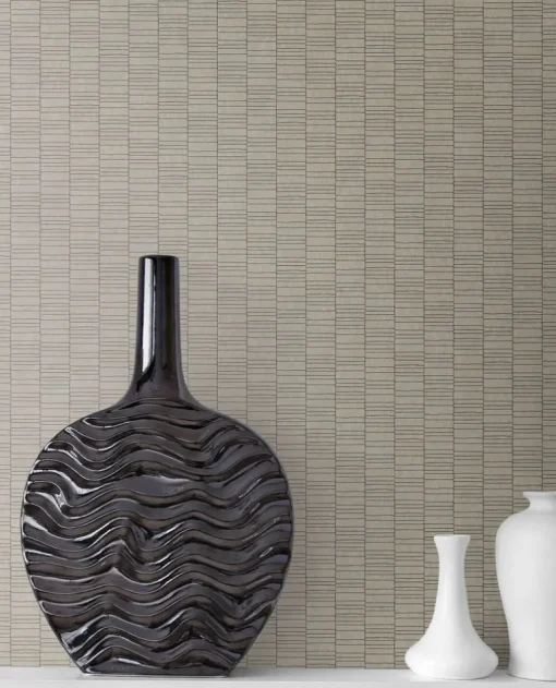 Seabrook Mondrian Deco Spliced Stripe Wallpaper - Nobel Grey
