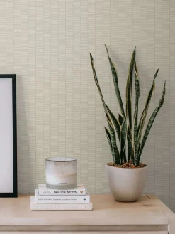 Seabrook Mondrian Deco Spliced Stripe Wallpaper - Dove White