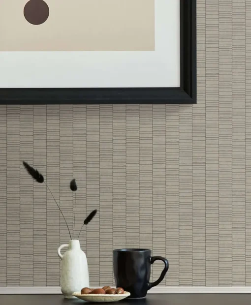 Seabrook Mondrian Deco Spliced Stripe Wallpaper - Nobel Grey