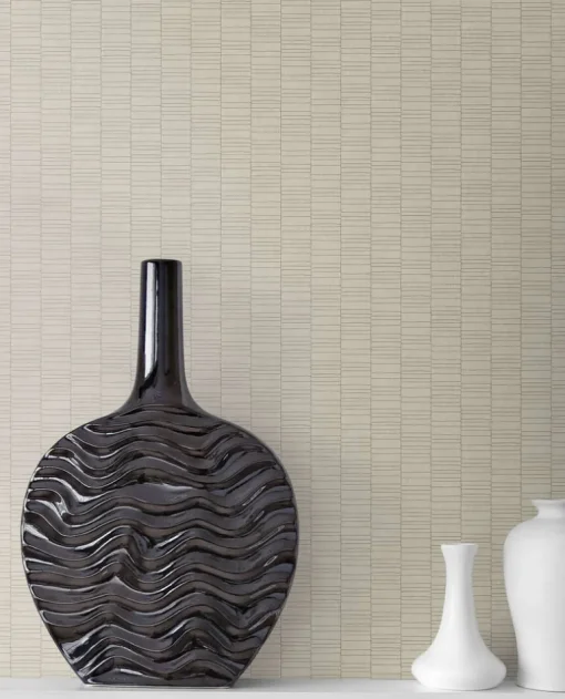 Seabrook Mondrian Deco Spliced Stripe Wallpaper - Dove White