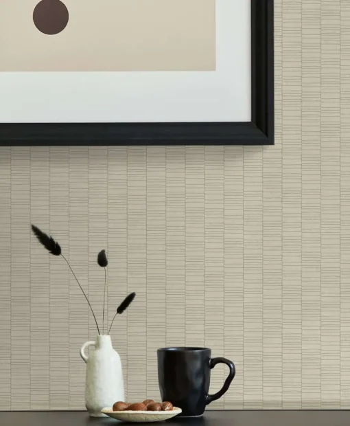 Seabrook Mondrian Deco Spliced Stripe Wallpaper - Dove White
