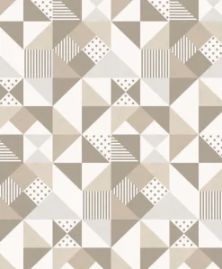 Seabrook Mondrian Lozenge Wallpaper - Latte & Grey