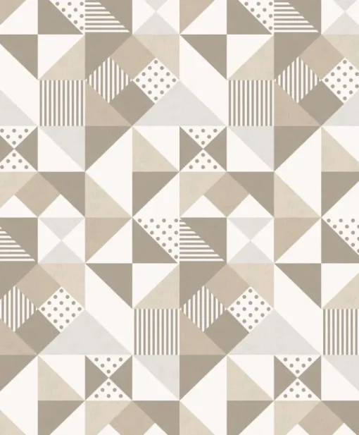 Seabrook Mondrian Lozenge Wallpaper - Latte & Grey