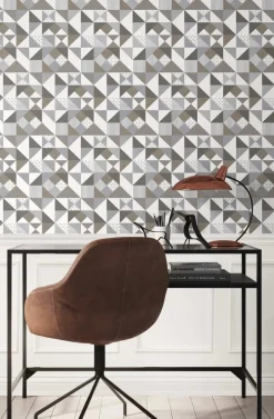 Seabrook Mondrian Lozenge Wallpaper - Antique Bronze