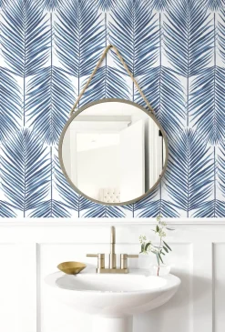 Seabrook Paradise Palm Wallpaper - Coastal Blue