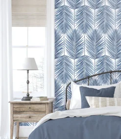 Seabrook Paradise Palm Wallpaper - Coastal Blue