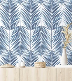 Seabrook Paradise Palm Wallpaper - Coastal Blue