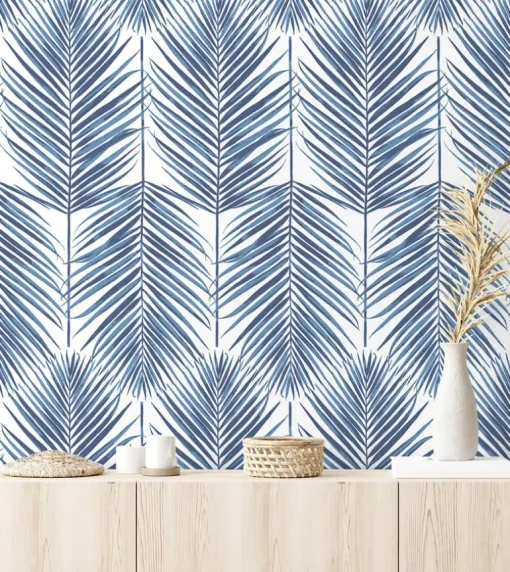 Seabrook Paradise Palm Wallpaper - Coastal Blue